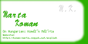 marta koman business card